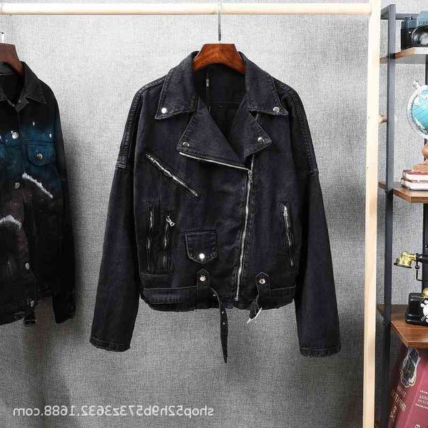 and winter new 425 autumn high street fashion brand am thickened punk inclined zipper personalized slim fit denim jacket, Black;brown
and winter new 425 autumn high street fashion brand am thickened punk inclined zipper personalized slim fit denim jacket, Black;brown