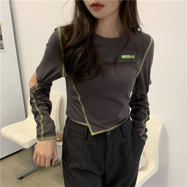 spring and autumn temperament fashion t-shirt women with hollow long-sleeved short bottoming c628 210506, White
spring and autumn temperament fashion t-shirt women with hollow long-sleeved short bottoming c628 210506, White