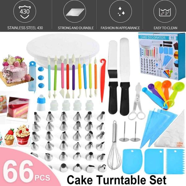 baking & pastry tools 66pcs cake decorating set stainless steel nozzles turntable cream confectionery bag spatula scraper
baking & pastry tools 66pcs cake decorating set stainless steel nozzles turntable cream confectionery bag spatula scraper