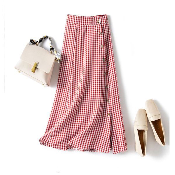 skirts spring preppy style single-breasted buttons sweet red side split a-line calf summer plaid long skirts, Black
skirts spring preppy style single-breasted buttons sweet red side split a-line calf summer plaid long skirts, Black
