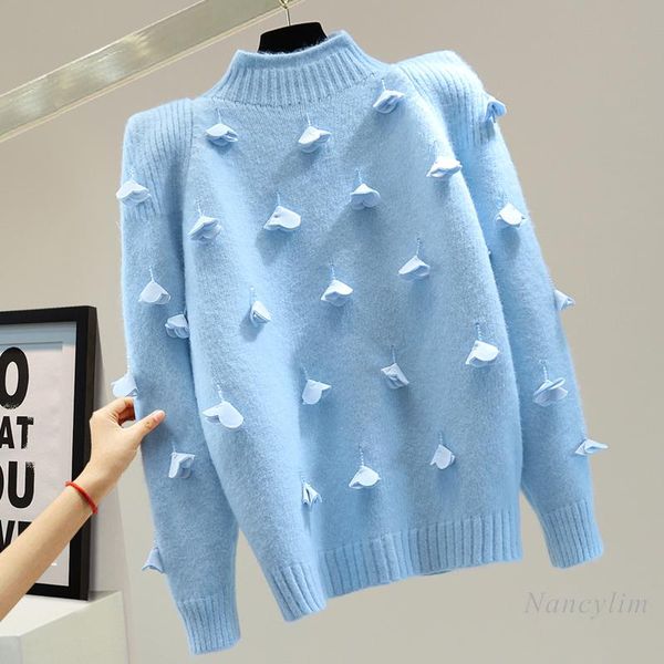 women's sweaters womens and pullovers three-dimensional flower turtleneck knitwear 2021 autumn winter korean style loose pull femme, White;black
women's sweaters womens and pullovers three-dimensional flower turtleneck knitwear 2021 autumn winter korean style loose pull femme, White;black