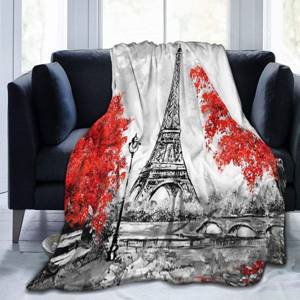 paris art eiffel tower flannel fleece throw blanket living room/bedroom/sofa couch warm soft bed blanket for kids adults all