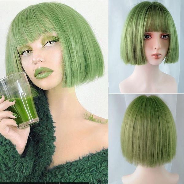 synthetic wigs hoiuyan pink bob short straight hair wig green lady bangs cosplay high temperature fiber lolita, Black
synthetic wigs hoiuyan pink bob short straight hair wig green lady bangs cosplay high temperature fiber lolita, Black