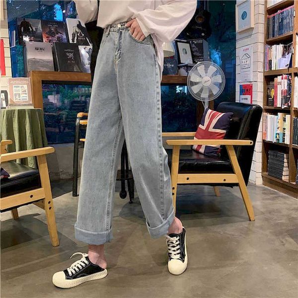 spring and autumn wide leg jeans women loose high waist retro chic straight pants korean style streetwear trousers 210526, Blue
spring and autumn wide leg jeans women loose high waist retro chic straight pants korean style streetwear trousers 210526, Blue