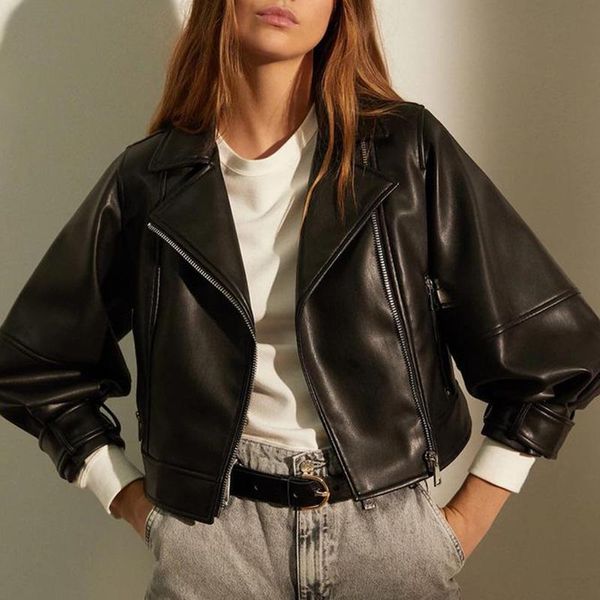 women's jackets trendy black pu short women turn down collar coats elegant moto biker side zipper female ladies, Black;brown
women's jackets trendy black pu short women turn down collar coats elegant moto biker side zipper female ladies, Black;brown
