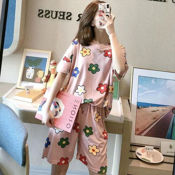 night wear pajamas teenagers womens sleepwears home clothing with shorts summer cotton, Black;red
night wear pajamas teenagers womens sleepwears home clothing with shorts summer cotton, Black;red