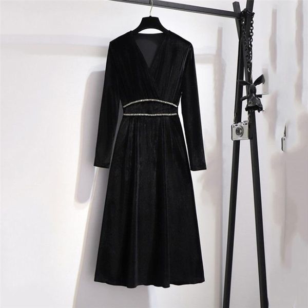 casual dresses autumn winter vintage women long sleeve gold velvet dress big size v-neck elegant lady high waist vestidos wz1574, Black;gray
casual dresses autumn winter vintage women long sleeve gold velvet dress big size v-neck elegant lady high waist vestidos wz1574, Black;gray