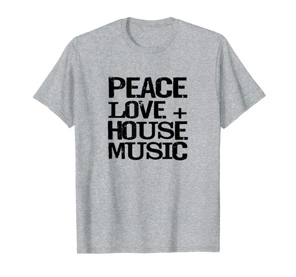peace love and house music t-shirt edm raver tee, White;black