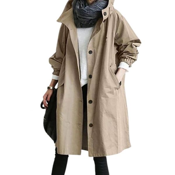 women's trench coats 2021 women coat spring autumn solid color pocket hooded windbreaker plus size long outerwear overcoat, Tan;black
women's trench coats 2021 women coat spring autumn solid color pocket hooded windbreaker plus size long outerwear overcoat, Tan;black