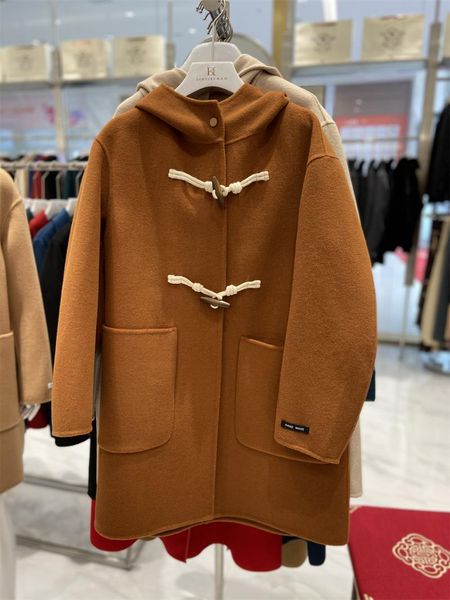 women's wool & blends 2021 autumn winter hooded horn button long sleeve coat college style high-end 100% double-faced fleece jacket, Black
women's wool & blends 2021 autumn winter hooded horn button long sleeve coat college style high-end 100% double-faced fleece jacket, Black