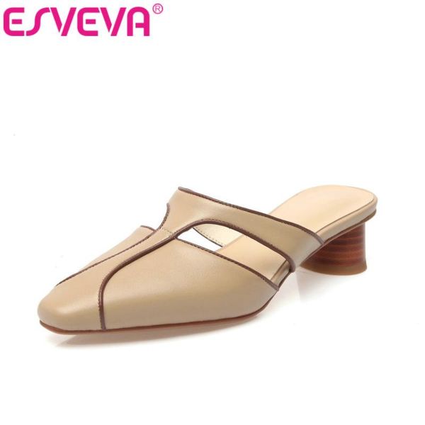 sandals esveva 2021 pointed toe genuine leather ladies pumps round med heel slip on summer women shoes size 34-39, Black
sandals esveva 2021 pointed toe genuine leather ladies pumps round med heel slip on summer women shoes size 34-39, Black