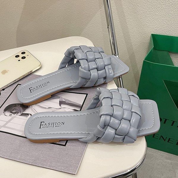 women flats summer fashion weave slippers 2021 slides female casual shoes sandals luxury designer square toe, Black
women flats summer fashion weave slippers 2021 slides female casual shoes sandals luxury designer square toe, Black