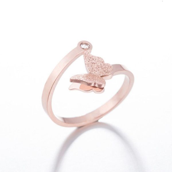 fashion trendsetter opening women's simple rose gold double layer frosted butterfly titanium steel ring, Silver
fashion trendsetter opening women's simple rose gold double layer frosted butterfly titanium steel ring, Silver