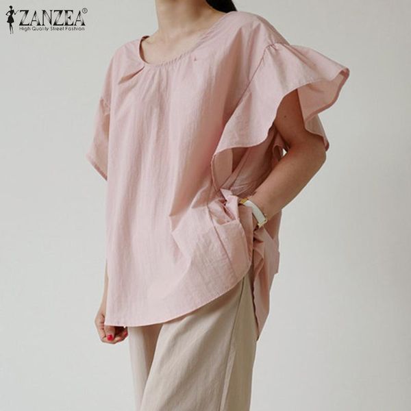 women's blouses & shirts vintage summer solid 2021 zanzea ruffle short sleeve blusas female casual o neck tunic oversized chemise 7, White
women's blouses & shirts vintage summer solid 2021 zanzea ruffle short sleeve blusas female casual o neck tunic oversized chemise 7, White