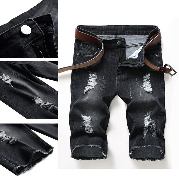 men's jeans ripped pants, half-length trendy five-point spring and summer denim shorts,, Blue
men's jeans ripped pants, half-length trendy five-point spring and summer denim shorts,, Blue