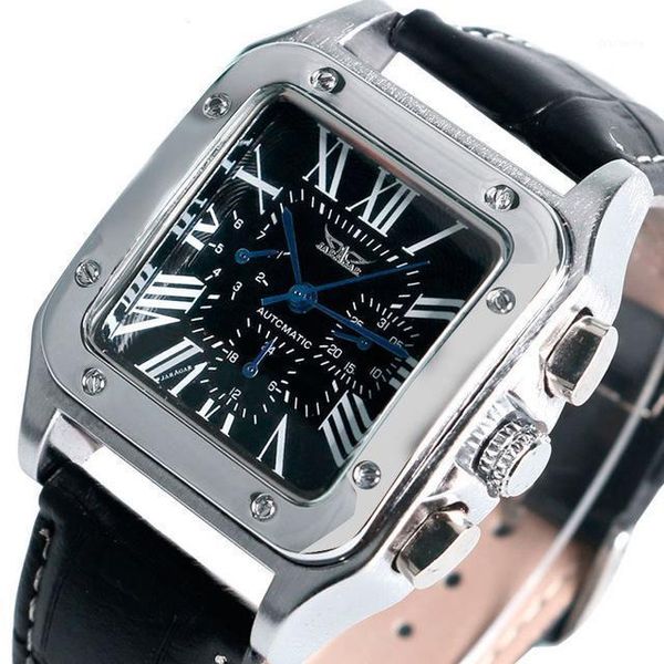 automatic mechanical self-winding men watch square case calendar display roman numerals leather strap wristwatch gifts wristwatches, Slivery;brown
automatic mechanical self-winding men watch square case calendar display roman numerals leather strap wristwatch gifts wristwatches, Slivery;brown