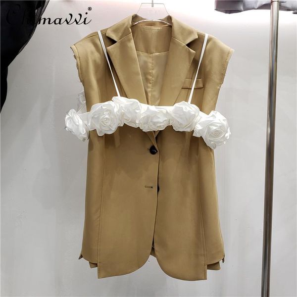 women's vests women fashion contrast color flower sling irregular suit vest notched collar sleeveless single-breasted top, Black;white
women's vests women fashion contrast color flower sling irregular suit vest notched collar sleeveless single-breasted top, Black;white