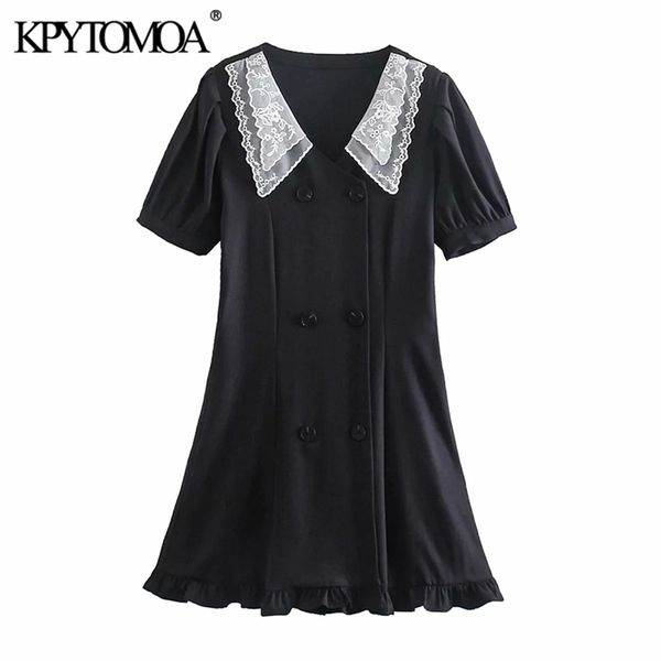 women sweet fashion with lace ruffled mini dress puff sleeves button-up female dresses vestidos mujer 210420, Black;gray
women sweet fashion with lace ruffled mini dress puff sleeves button-up female dresses vestidos mujer 210420, Black;gray