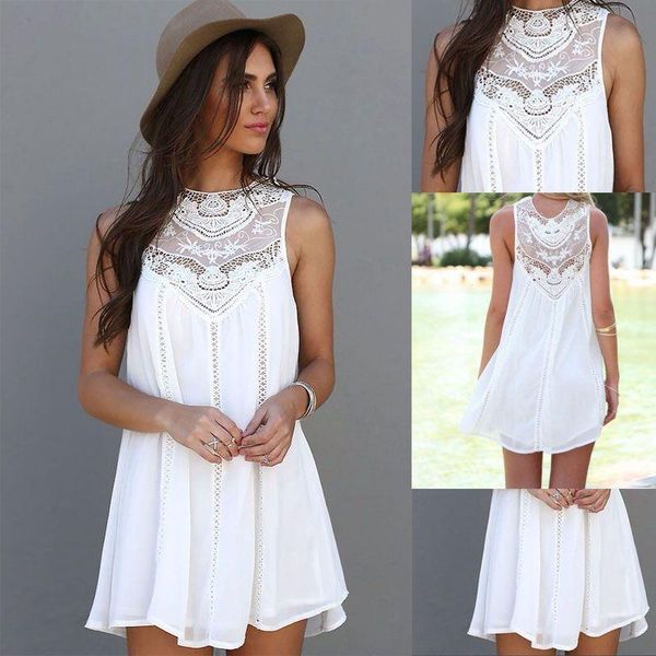 casual dresses ladies summer sleeveless short dress crew neck lace white mini cocktail party evening beach fashion sundress, Black;gray
casual dresses ladies summer sleeveless short dress crew neck lace white mini cocktail party evening beach fashion sundress, Black;gray