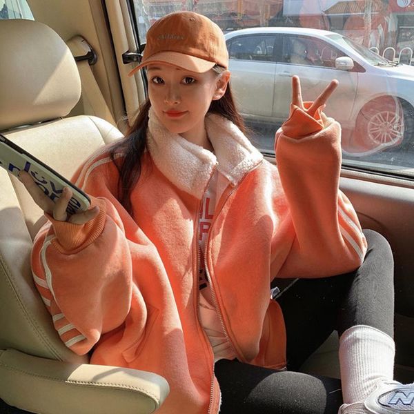women's jackets fleece thick fur collar coat female autumn and winter all-matching 2021 loose korean style long sleeve casual zipper sw, Black;brown
women's jackets fleece thick fur collar coat female autumn and winter all-matching 2021 loose korean style long sleeve casual zipper sw, Black;brown