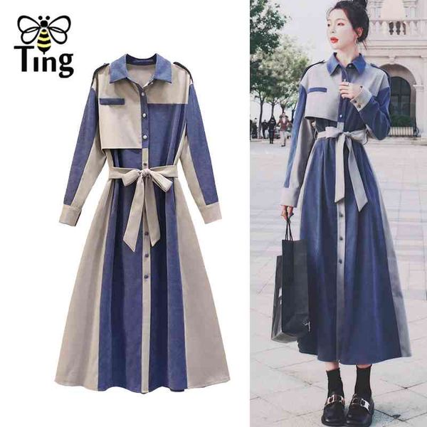 vintage casual single breasted women long shirt dress designer color blocks street fashion with sashes haut robes 210513, Black;gray
vintage casual single breasted women long shirt dress designer color blocks street fashion with sashes haut robes 210513, Black;gray