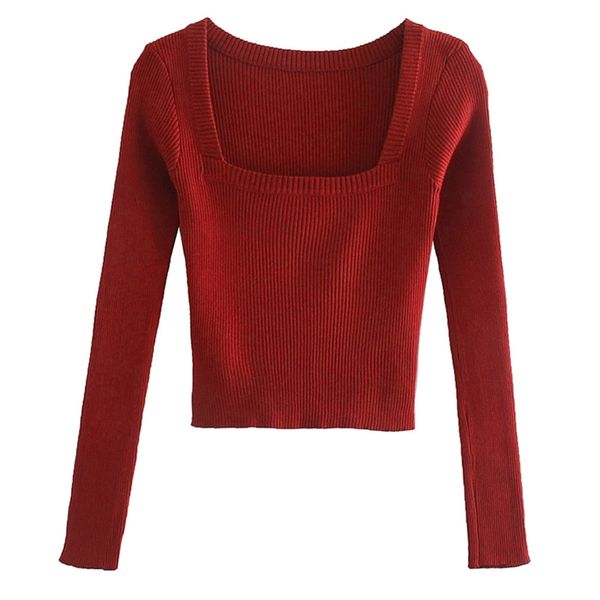 women solid summer short knitting sweaters long sleeve square collar high elasticity female casual sweet pullovers sweater 210513, White;black
women solid summer short knitting sweaters long sleeve square collar high elasticity female casual sweet pullovers sweater 210513, White;black