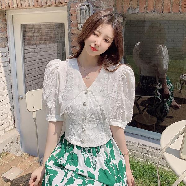 women's blouses & shirts korean baby collar lace short slim shirt blusa feminina fashion female for women noveltie, White
women's blouses & shirts korean baby collar lace short slim shirt blusa feminina fashion female for women noveltie, White