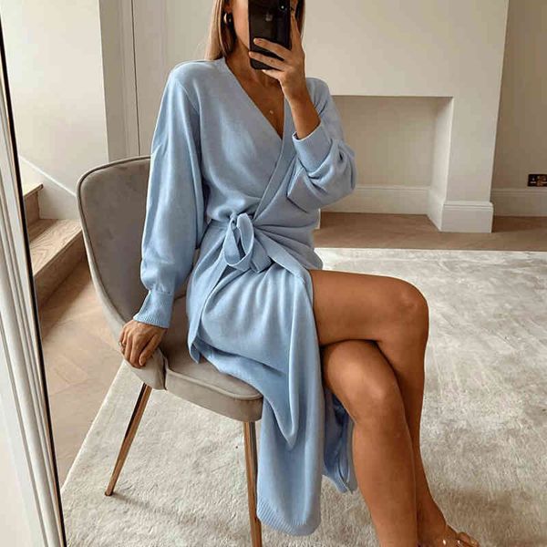 long women knitted wrap dress autumn winter oversize elegant day dress v neck knitwear robe ladies clothing 210413, Black;gray
long women knitted wrap dress autumn winter oversize elegant day dress v neck knitwear robe ladies clothing 210413, Black;gray