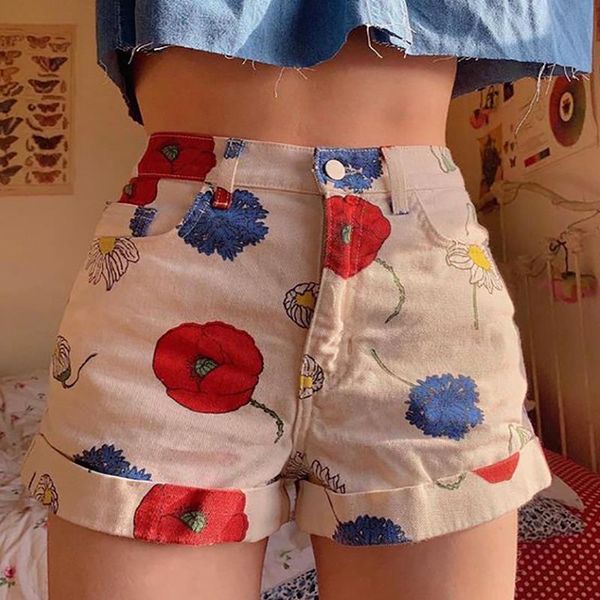 womens flower vintage slim middle womens shorts waist pants street sprinted women, White;black
womens flower vintage slim middle womens shorts waist pants street sprinted women, White;black