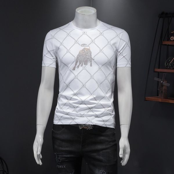 fashion t shirts 2021 summer men's short sleeve round neck jade silk drill printing large half, White;black
fashion t shirts 2021 summer men's short sleeve round neck jade silk drill printing large half, White;black