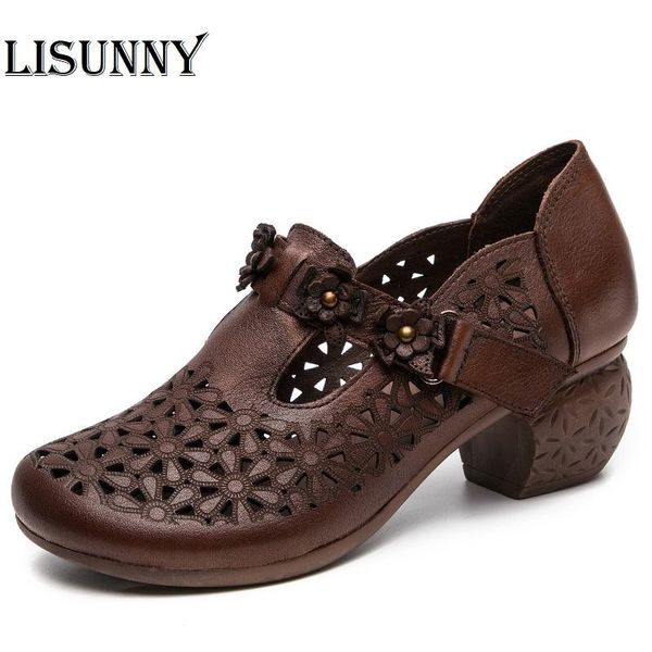 dress shoes lisunny 2021 spring summer hollow genuine leather medium heels women's retro handmade sandals thick heel, Black
dress shoes lisunny 2021 spring summer hollow genuine leather medium heels women's retro handmade sandals thick heel, Black
