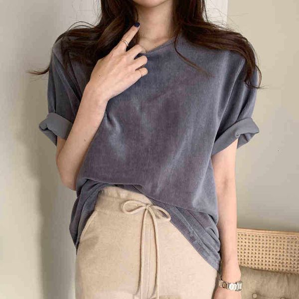 women's t-shirt t shirts female o-neck corduroy t-shirts short sleeve solid women basic tees simple casual spring awon, White
women's t-shirt t shirts female o-neck corduroy t-shirts short sleeve solid women basic tees simple casual spring awon, White