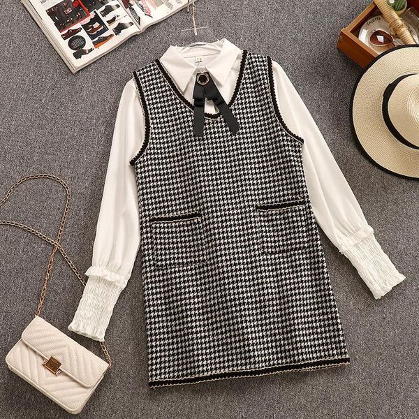 two piece dress 2021 autumn spring elegant women's fashion long sleeves bow shirts + sleeveless 2 pcs sets female outfit a2059, White
two piece dress 2021 autumn spring elegant women's fashion long sleeves bow shirts + sleeveless 2 pcs sets female outfit a2059, White