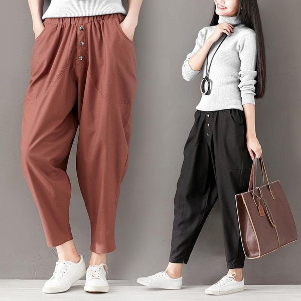 women's pants & capris streetwear elastic waist casual loose nine fashion high women, Black;white
women's pants & capris streetwear elastic waist casual loose nine fashion high women, Black;white