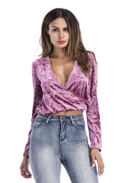 women's blouses & shirts autumn spring women cross v-neck blouse crop long sleeve veet solid color female casual elegant, White
women's blouses & shirts autumn spring women cross v-neck blouse crop long sleeve veet solid color female casual elegant, White