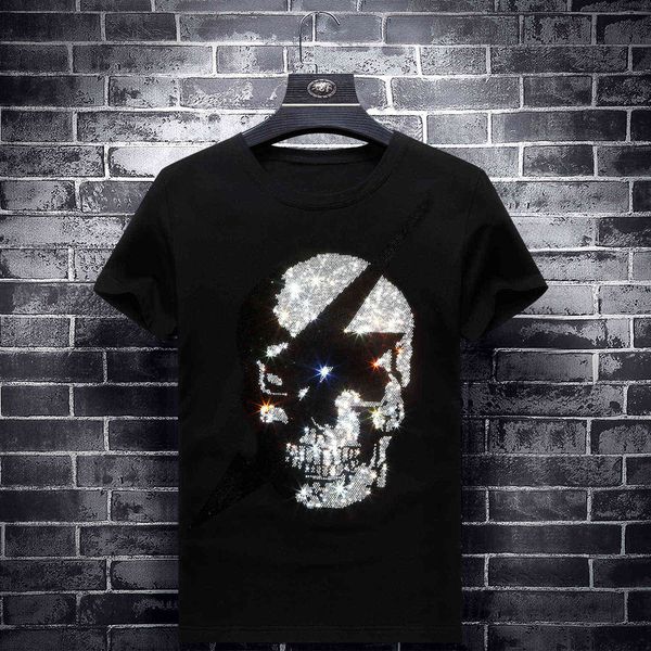 fashion t shirt summer men's clothing drill short sleeve skull slim youth half brand bottom, White;black
fashion t shirt summer men's clothing drill short sleeve skull slim youth half brand bottom, White;black