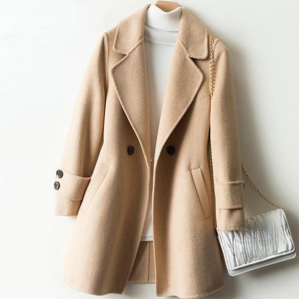 women's wool & blends 2021 autumn 100% genuine double-faced woolen coat female coats vintage double breasted women clothing manteau fem, Black
women's wool & blends 2021 autumn 100% genuine double-faced woolen coat female coats vintage double breasted women clothing manteau fem, Black