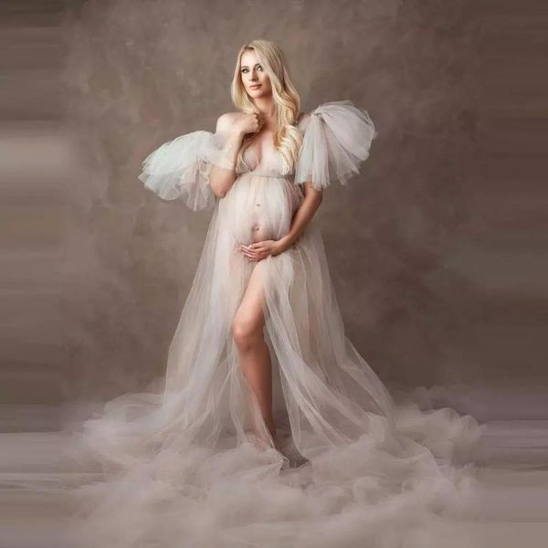 elegant soft tulle maternity dresses sleeveless puffy long see through robes for pography custom made casual, Black;gray
elegant soft tulle maternity dresses sleeveless puffy long see through robes for pography custom made casual, Black;gray
