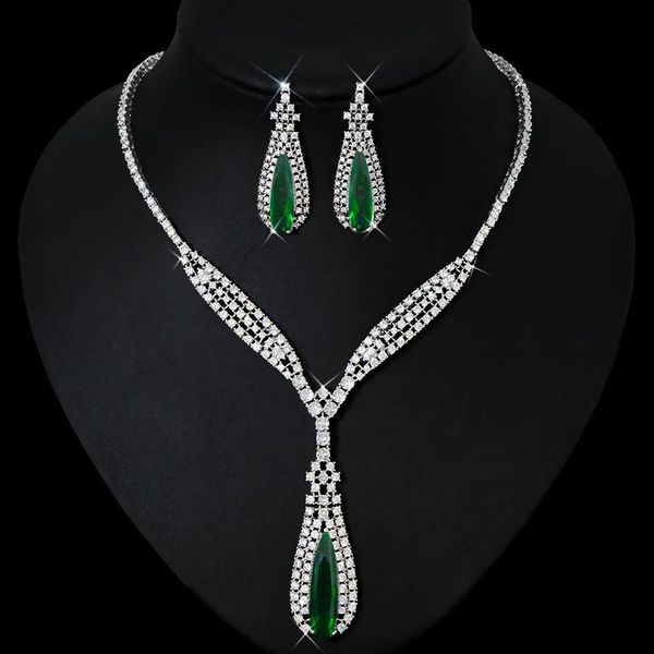 earrings & necklace hibride big 2pcs water drop cubic zirconia jewelry for women white gold plated earring sets bridal wedding gifts n-974, Silver 
earrings & necklace hibride big 2pcs water drop cubic zirconia jewelry for women white gold plated earring sets bridal wedding gifts n-974, Silver