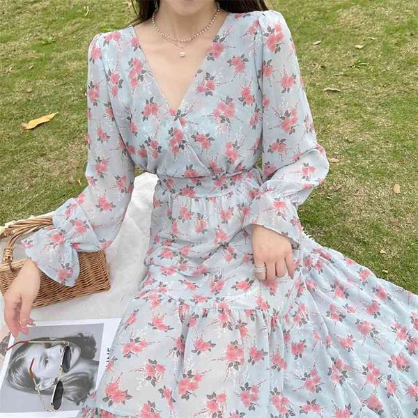 women's chiffon dress female vintage floral printed long sleeve spring autumn v-neck high waist slim midi vestidos 210519, Black;gray
women's chiffon dress female vintage floral printed long sleeve spring autumn v-neck high waist slim midi vestidos 210519, Black;gray