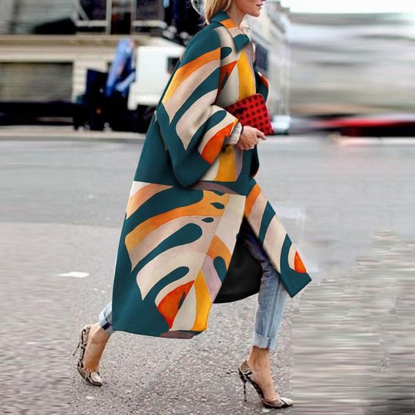 women's wool & blends 2021 autumn winter clothing fashion temperament trench coat splicing color contrast printing long sleeve lapel, Black
women's wool & blends 2021 autumn winter clothing fashion temperament trench coat splicing color contrast printing long sleeve lapel, Black