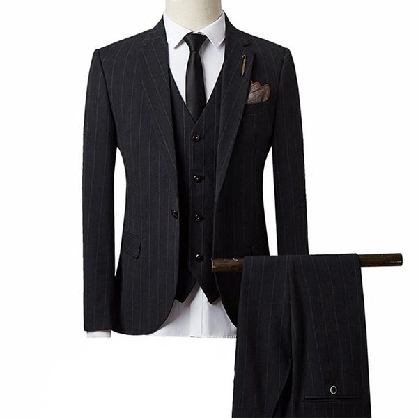 men's suits & blazers groom wedding suit three-piece fashion british style stripe one button jacket pants vest high-end large slim, White;black
men's suits & blazers groom wedding suit three-piece fashion british style stripe one button jacket pants vest high-end large slim, White;black