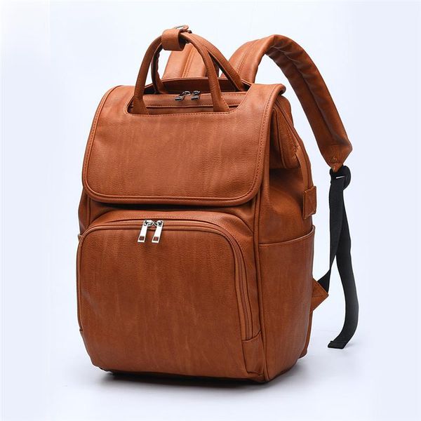 backpack pu leather baby diaper bag for moms large capacity nappy with changing pad + stroller straps brown and black
backpack pu leather baby diaper bag for moms large capacity nappy with changing pad + stroller straps brown and black