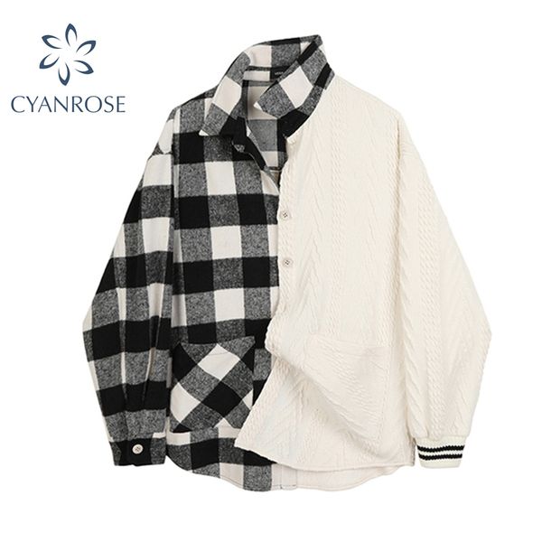fashion women woolen blouse patchwork plaid designer spring oversize long sleeve lapel cardigan shirt female streetwear 210417, White
fashion women woolen blouse patchwork plaid designer spring oversize long sleeve lapel cardigan shirt female streetwear 210417, White