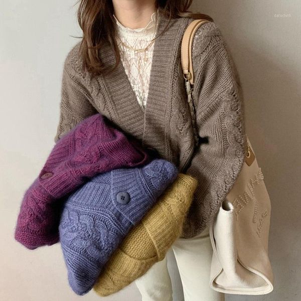 women's knits & tees women knitted cardigan autumn and winter 2021 korean fashion casual twist buttons loose sweater coat female jumper, White
women's knits & tees women knitted cardigan autumn and winter 2021 korean fashion casual twist buttons loose sweater coat female jumper, White