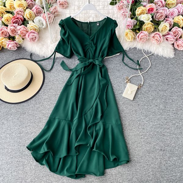 summer 2021 women irregular midi dress women v-neck short sleeve high waist ruffle vestidos female casual robe with sashes, Black;gray
summer 2021 women irregular midi dress women v-neck short sleeve high waist ruffle vestidos female casual robe with sashes, Black;gray