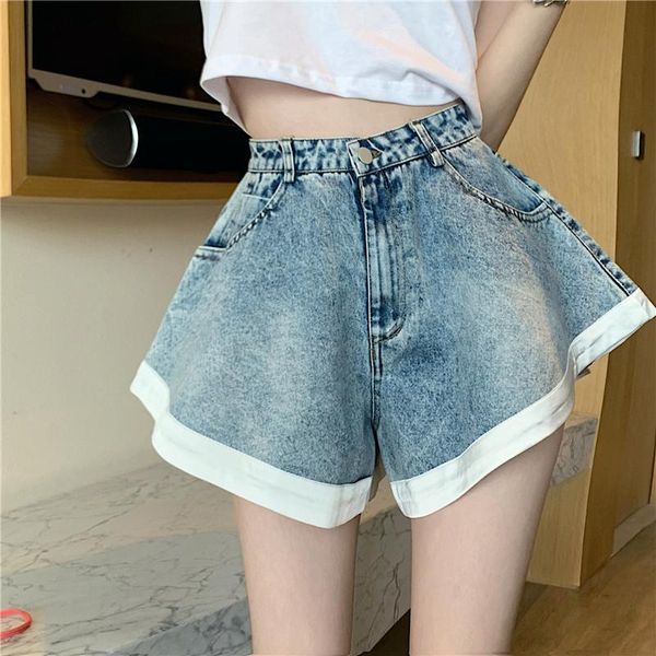 women's jeans summer women fashion color contrast denim shorts vintage washed cotton loose high waist pants, Blue
women's jeans summer women fashion color contrast denim shorts vintage washed cotton loose high waist pants, Blue