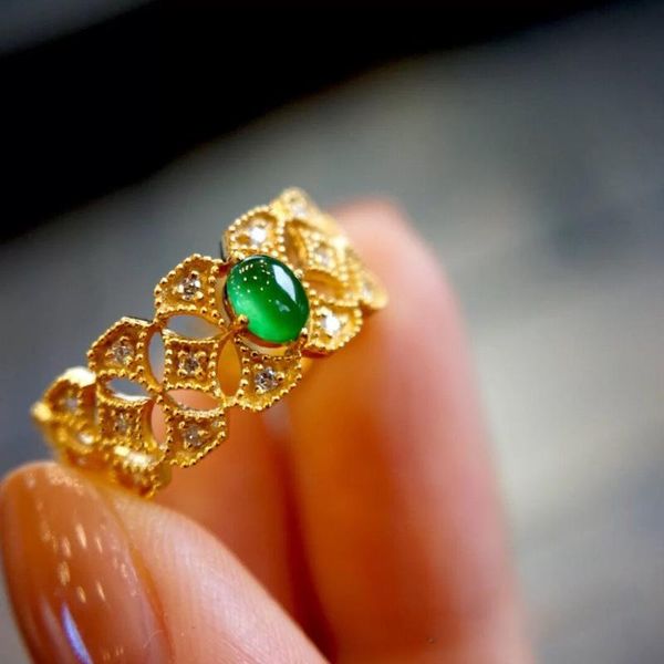 cluster rings designer's unique creative hollow ring, silver inlaid diamonds full of green chalcedony oval opening adjustable ring, Golden;silver
cluster rings designer's unique creative hollow ring, silver inlaid diamonds full of green chalcedony oval opening adjustable ring, Golden;silver