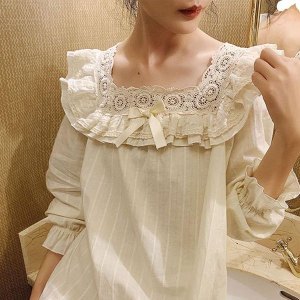 nightdress long sleeve square collar womens sleepwears vintage cotton nightgown home sleeping dress retro palace sleepwear spring, Black;red 
nightdress long sleeve square collar womens sleepwears vintage cotton nightgown home sleeping dress retro palace sleepwear spring, Black;red
