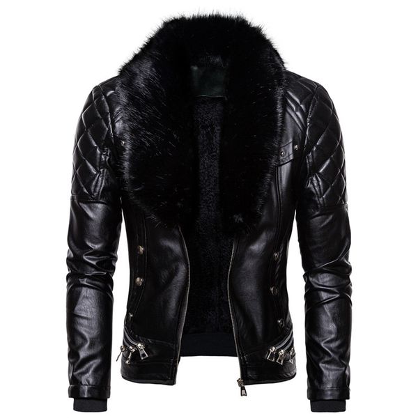 men's fur & faux winter men casual leather jacket mens keep warm punk style coats thick section detachable collar windbreaker jackets1, Black
men's fur & faux winter men casual leather jacket mens keep warm punk style coats thick section detachable collar windbreaker jackets1, Black